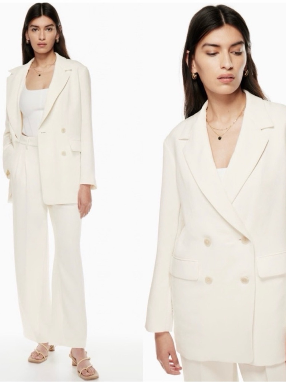 Aritzia Wilfred Cherelle Cream Double-Breasted Blazer